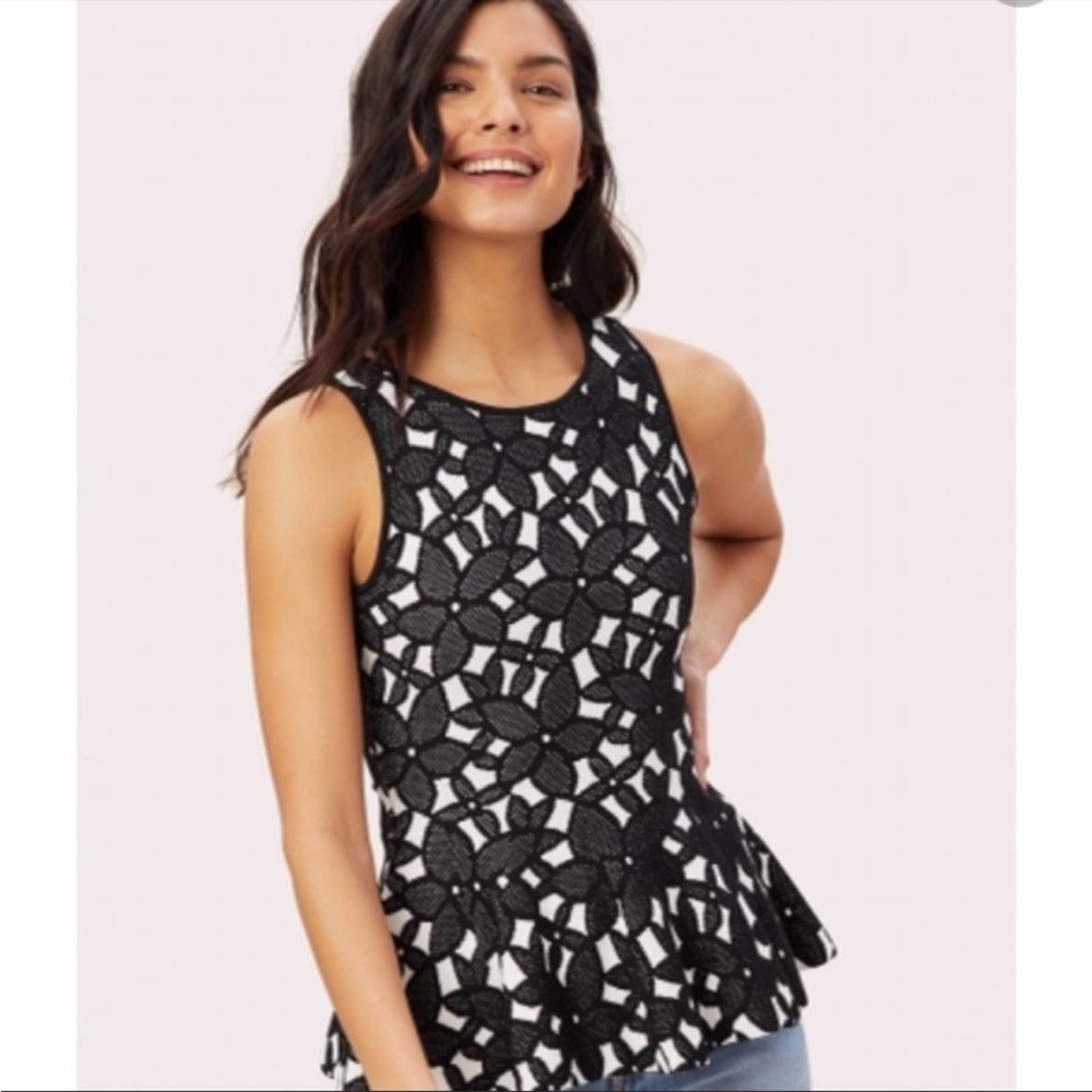 Milly M Floral mesh Jacquard Sleeveless Peplum Top work office business